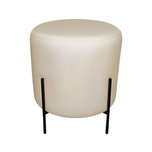 Puff Decorativo Redondo Para Sala Pés De Ferro Isa Bege Base Pés:preto;tecido:veludo