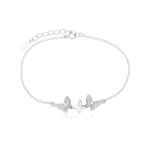 Pulseira Minimalista Trio De Borboletas Prata 925