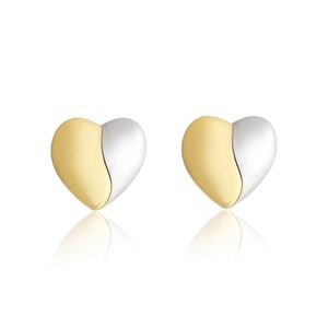 Brinco Coração Duas Cores Banhado A Ouro 18k