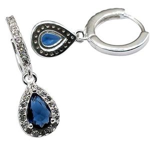 Brinco Argola Com Pingente Ponto De Luz Gota Colorido Prata 925
