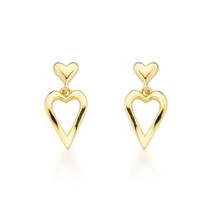 Brincos Delicados Coração Em Ouro 18k - Toque De Romantismo