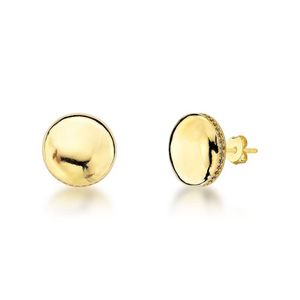 Brincos De Botão Banhados A Ouro 18k - Design Clássico E Polido