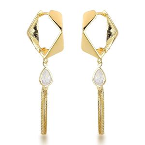 Brincos De Argola Com Pendente Gota E Franja - Ouro 18k Banhado Prata