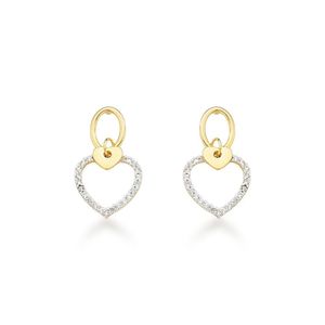 Brincos De Coração Cravejados Com Zircônia Em Banho De Ouro 18k - Elegância E Brilho