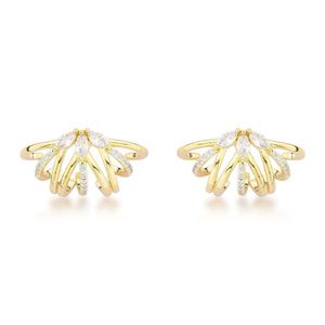 Brincos Luxuosos Com Zircônias Brilhantes E Design Exclusivo Banhados A Ouro 18k Banhado A Prata