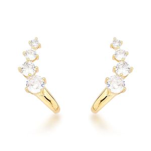 Luxuosos Brincos De Zircônia Em Ouro 18k – Estilo Cascata