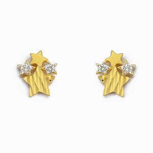 Brinco Com Estrelas E Detalhe Em Zircônia Folheado A Ouro 18k