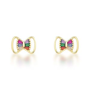 Brinco Laço Colorido Banhado A Ouro 18k