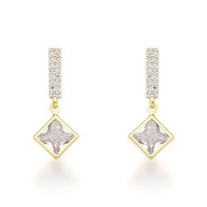 Brinco Palito Cravejado E Ponto De Luz Banhado A Ouro 18k