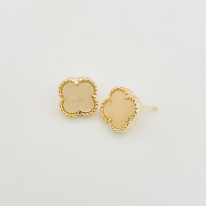 Brinco Trevo Rente A Orelha Madreperola Banhado A Ouro 18k