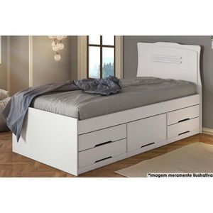 Cama Multifuncional Juvenil Júlia C- 5 Gavetas Branco - Conquista