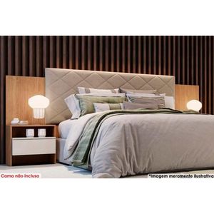 Painel Cama Box Madeirado Freijo Cumaru C- Fendi Casal Everest Plus 2 Mesas C- 2 Gavetas Freijo Cumaru C- Fendi - Novo Horizonte