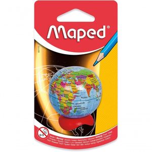 Apontador Globo Terrestre Mapa Mundi 1 Furo Maped Cores Aleatório