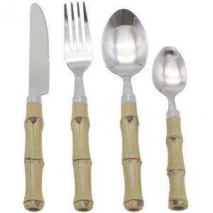 Faqueiro 24 Peças Dynasty Bambu Em Aço Inox Inox Com Bege