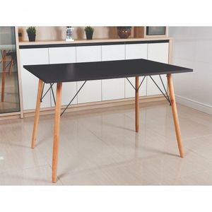 Mesa Jantar Retangular Eiffel 120 X 90cm Preta + 4 Cadeiras Eames Eiffel Furadinha Preta