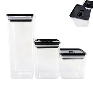 Kit Organizador Hermético Dubai Com 3 Potes Praticidade E Organização Para Sua Cozinha Preto