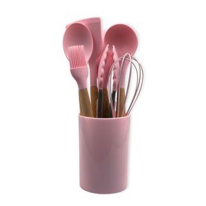 Conjunto De Utensílios De Cozinha De Silicone 8 Peças Rosa