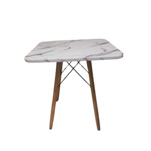 Mesa De Jantar Quadrada Eames Eiffel 90 Cm Borda Arredondada - Estilo Granito