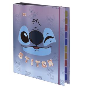 Fichário Colegial Argolado C/ Elástico Stitch - 48 Folhas - Dac
