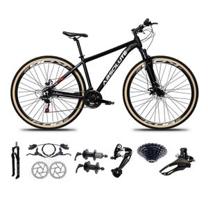 Bicicleta Aro 29 Absolute Nero 5 Freio Hidráulico K7 27v Garfo Com Trava Pneu Com Faixa - Preto Tam.19