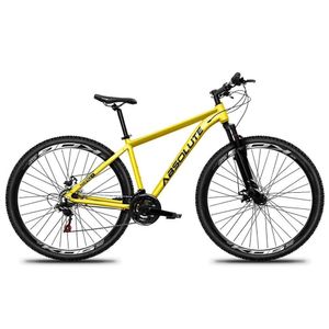 Bicicleta Aro 29 Absolute Nero 5 Alumínio 27v K7 Freio Disco Mecânico Garfo Suspensão - Amarelo Tam.15