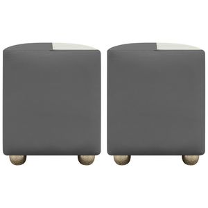 Kit 2 Puffs Decorativos Quadrado Urban - Cinza-Bege Corino