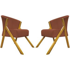 Kit 2 Poltronas Decorativa You Suede Braça Amadeirada - Terracota Suede