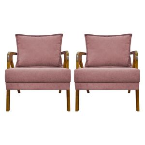 Kit 2 Poltronas Decorativas Shine Bouclé Premium - Rosê Buclê