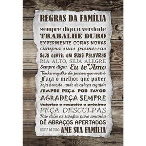 Quadro Decorativo Regras Da Familia 1 Tela