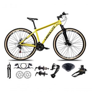 Bicicleta Aro 29 Absolute Nero 5 Freio Hidráulico K7 27v Garfo Com Trava Pneu Com Faixa - Amarelo Tam.17
