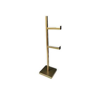 Papeleira Chão 2 Papel Higiênico Suporte Inox Dourado Fosco
