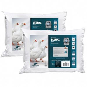 Kit 2 Travesseiro Plumax Percal Alto 17cm Fibrasca Branco