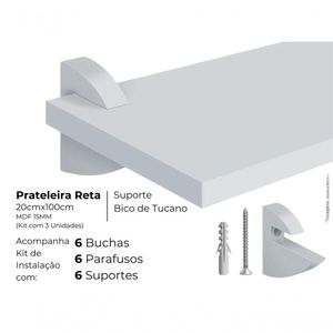 Kit Com 3 Prateleira Estante Mdf Branca 20x100