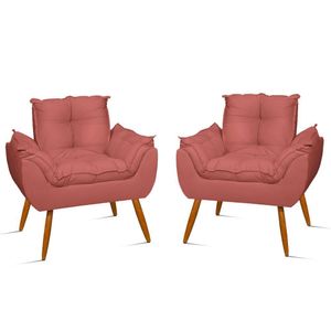 Kit 2 Cadeiras Poltronas Reforçadas Confortáveis Sala Jl Cor:rosa
