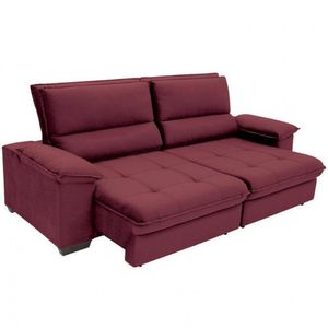 Sofá De 3 Lugares Linoforte Barcellos Retrátil E Reclinável Vermelho Carmim