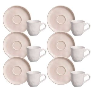 Conj 6 Xícaras E Pires Para Café Porto Brasil Bio Stoneware Areia