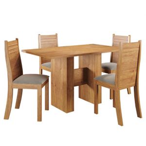 Mesa De Jantar Viero Carmen Com 4 Cadeiras Estofadas Mel-pérola