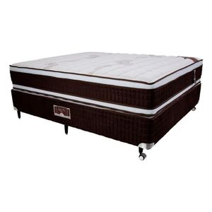 Cama Box Casal Castor Selle P Dupla + Colchão Com Euro Pillo Marrom Com Bege