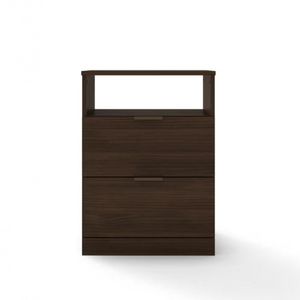 Mesa De Cabeceira Bartira Versatti Com 2 Gavetas Café Com Bronze