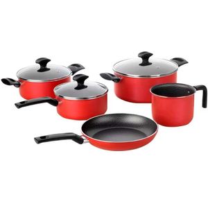 Conjunto De Panelas 5 Peças Multiflon Amora Antiaderente Vermelho
