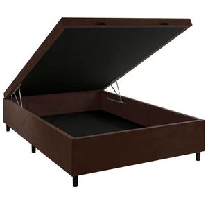 Base Box De Casal Portobel Noah Com Baú 40x138x188cm Marrom
