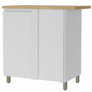 Balcão De Canto Nesher Rainha Em Mdf 15mm 1 Porta E 1 Prate Branco Com Nature