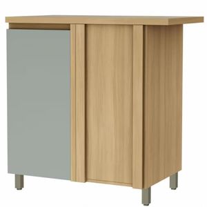 Balcão De Canto Nesher Rainha Em Mdf 15mm 1 Porta E 1 Prate Nature Com Verde