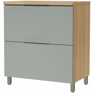Balcão Nesher Marquesa Em Mdf 15mm 1 Porta, 1 Gaveta, 1 Pra Nature Com Verde