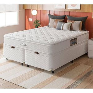 Cama Box Queen Size Com Colchão Umaflex Itália E Base Branco