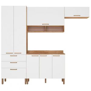 Cozinha Compacta Bartira Veneza 7 Portas 3 Gavetas Damasco-branco Fosco
