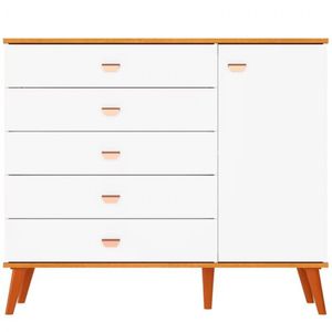 Cômoda Infantil Bartira Ternura Com 5 Gavetas E 1 Porta Branco Wood