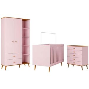 Guarda Roupa Infantil Ternura 2 Portas, 2 Gavetas Bartira Rosa