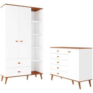 Guarda Roupa Infantil Ternura 2 Portas, 2 Gavetas Bartira Branco Wood
