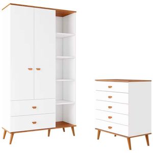 Guarda Roupa Infantil Ternura 2 Portas, 2 Gavetas Bartira Branco Wood